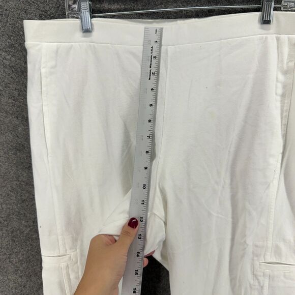 J. Jill Cropped Pants Women L Large White High Rise Pull On Capri Flat Front - Picture 5 of 9